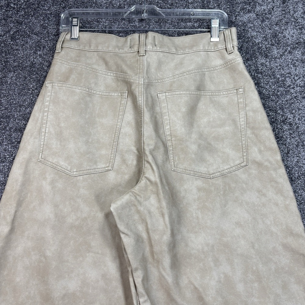 We The Free Misha High-Rise Wide Barrel Faux Leather Pants Womens 30 Beige Vegan - Picture 2 of 12